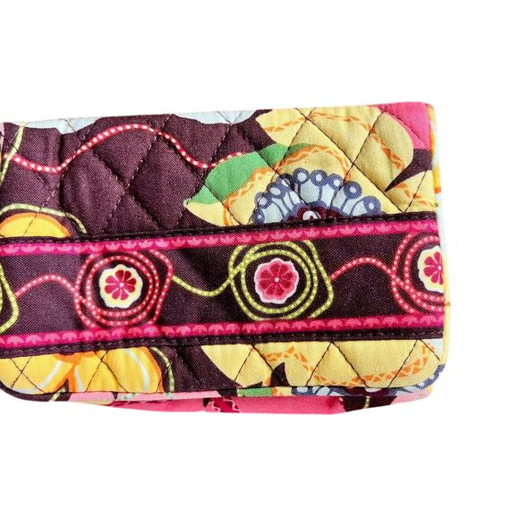 Vera Bradley Compact Taxi Wallet Clear ID Kisslock Coin Yellow Pink Brown Floral - Picture 8 of 12